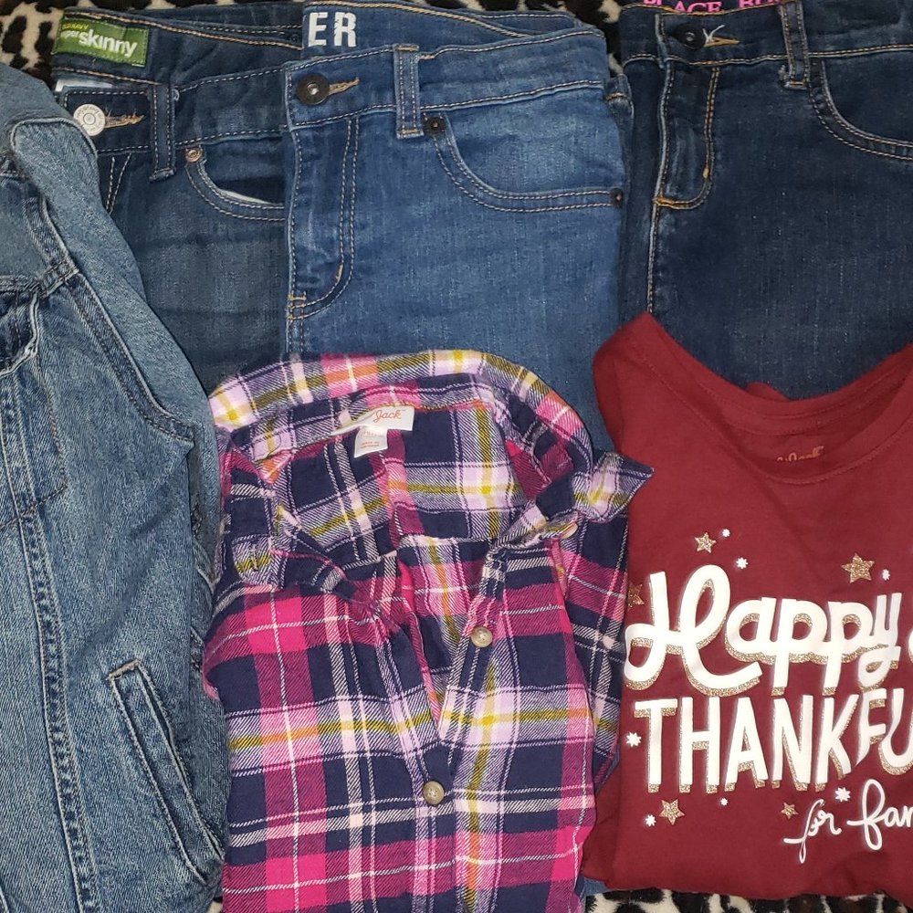 Girls 10/12 Denim Bundle #2 With jeans, jean jacket, and shirts